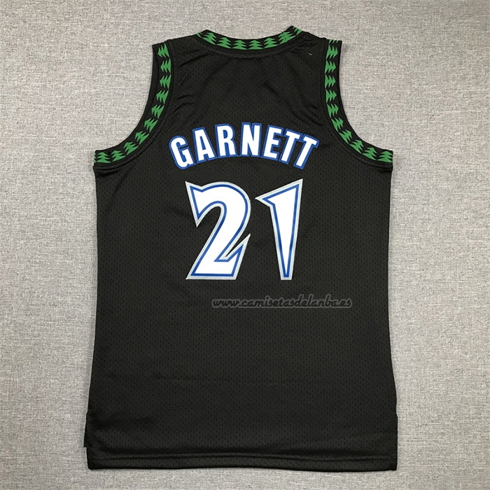 Camiseta Nino Minnesota Timberwolves Kevin Garnett NO 21 Hardwood Classics Throwback 1997-98 Negro